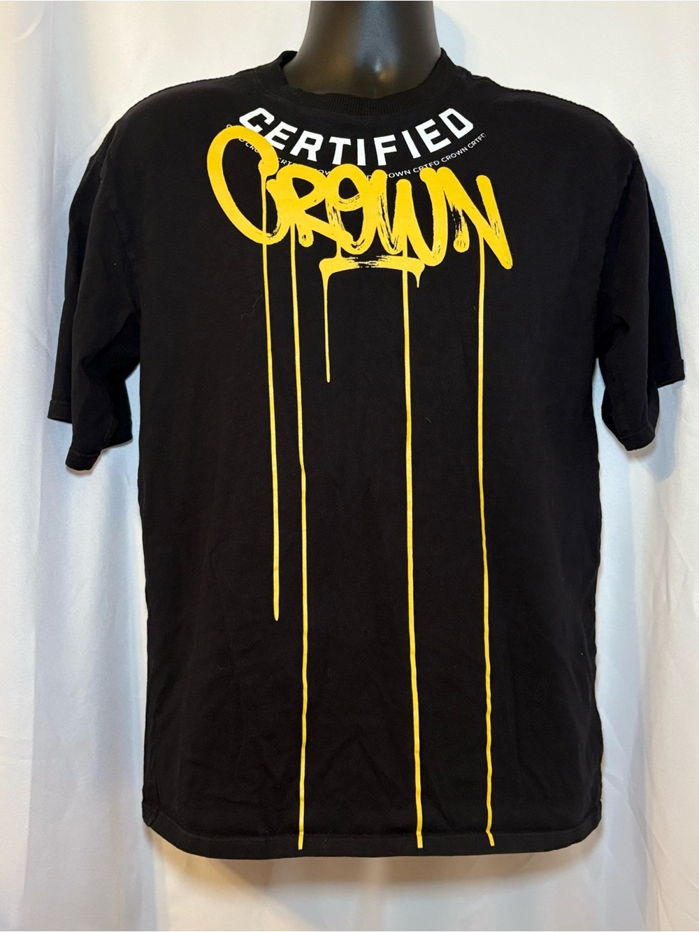 Crown Black Tee with Yellow Drip Logo